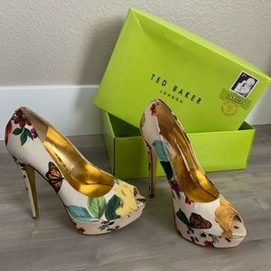 NEW Ted Baker | Carlina Floral Insect Bug Peep Toe Heels